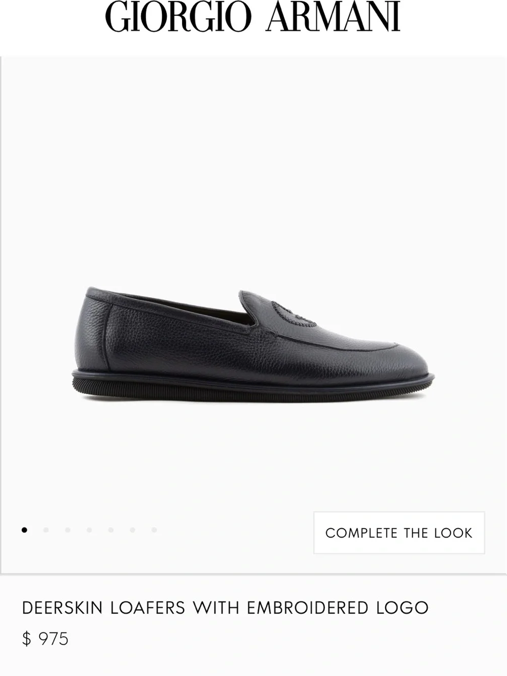 Giorgio Armani Black Braided Logo Leather Slip-Ons